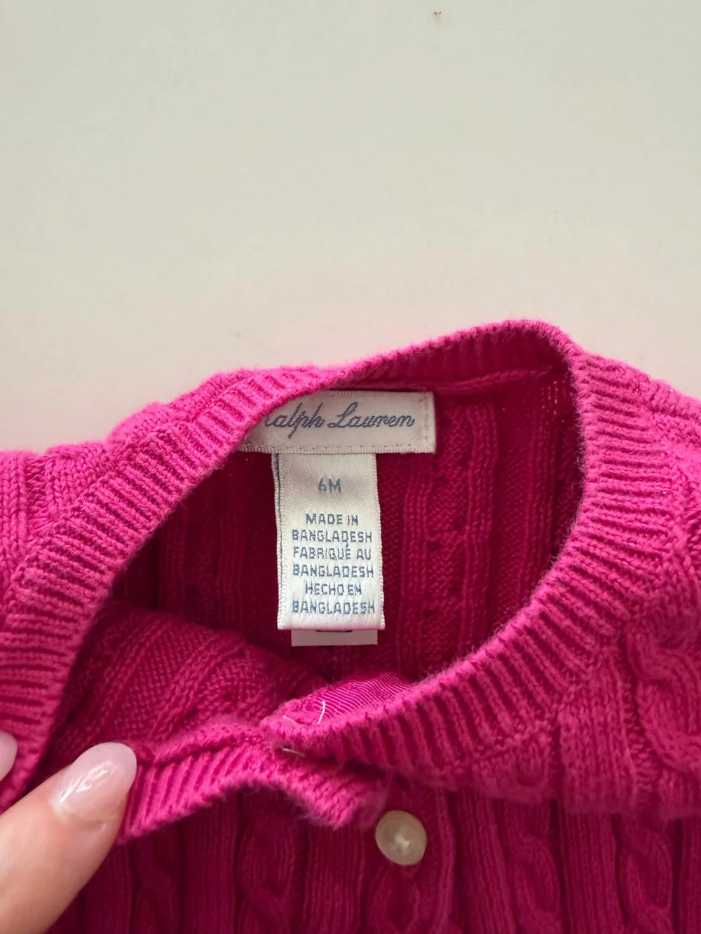 Ralph Lauren Baby Cable-Knit Cardigan - Bright Pink